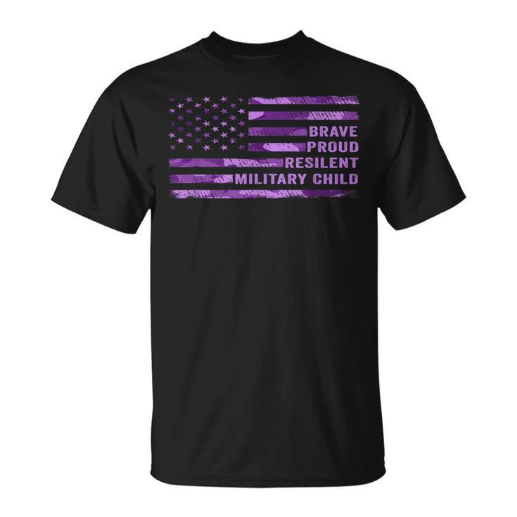 Purple Up Military Kid Us Flag Military Child Month Adult T-Shirt