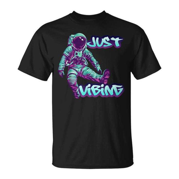 Purple And Teal Astronaut Just Vibing Graphic For Men T-Shirt