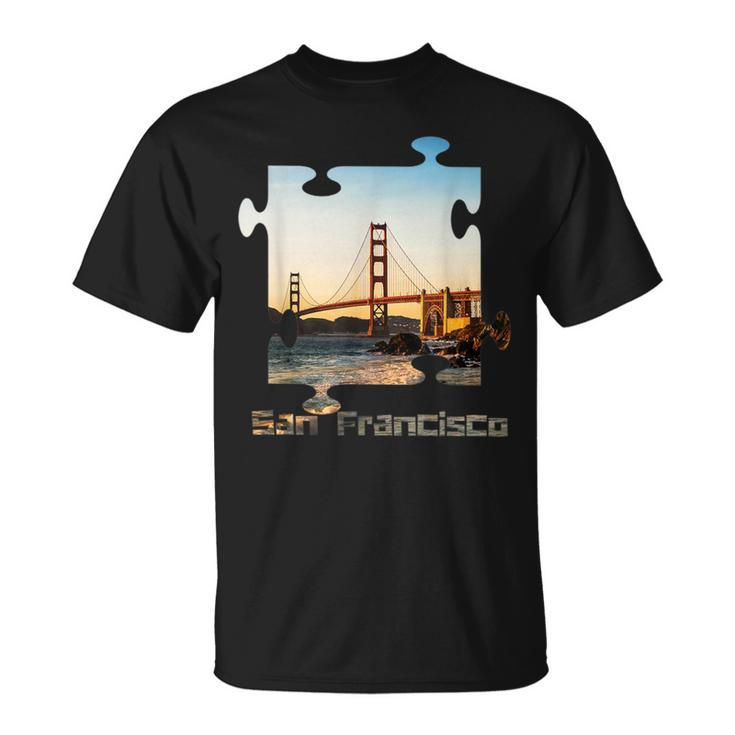 Puzzle Skyline San Francisco California Golden Gate Bridge T-Shirt