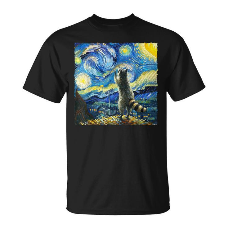 Raccoon Starry Night Classic Raccoons Howling At The Moons T-Shirt
