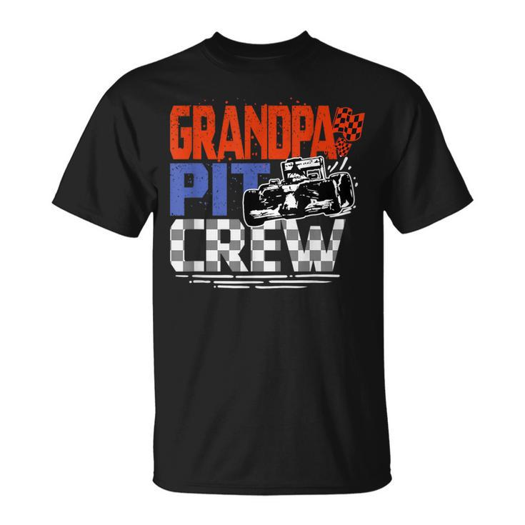 Race Car Themed Birthday Party Grandpa Pit Crew Costume T-Shirt