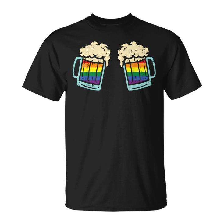Rainbow Beer Bra Lesbian Gay Pride Ally Lgbtq Women T-Shirt