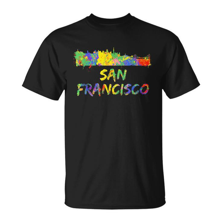 Rainbow Colorful Graffiti Style San Francisco City Skyline T-Shirt