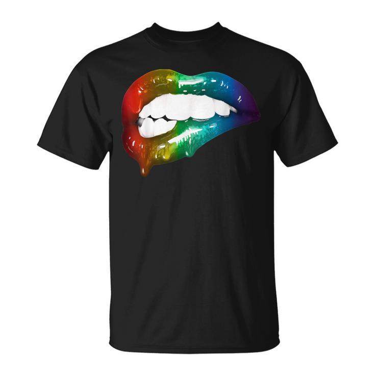 Rainbow Lips Cute Artful Make-Up Addicts T-Shirt