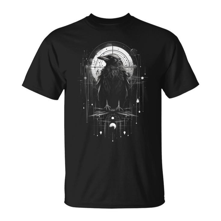 Raven Crow Dark Bird Witchcraft Omens Midnight T-Shirt