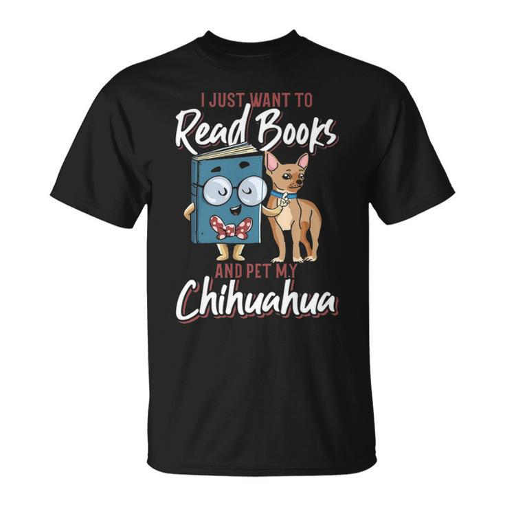 Reading Dog Mom Book Pet Dad Chihuahua T-Shirt