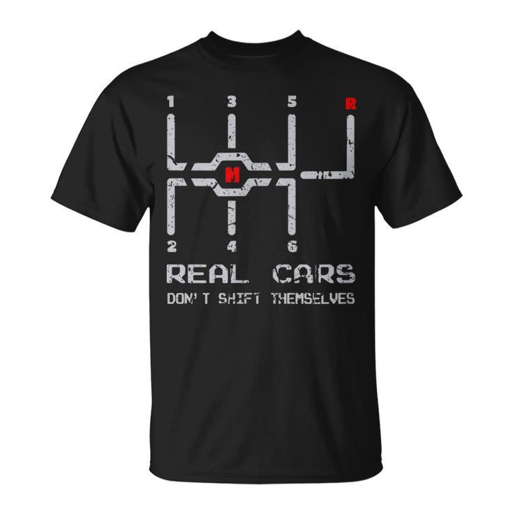 Real Cars Don't Shift Themselves Distressed Drifting T-Shirt