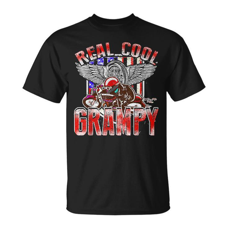 Real Cool Grampy Biker Racing For Fathers Day T-Shirt