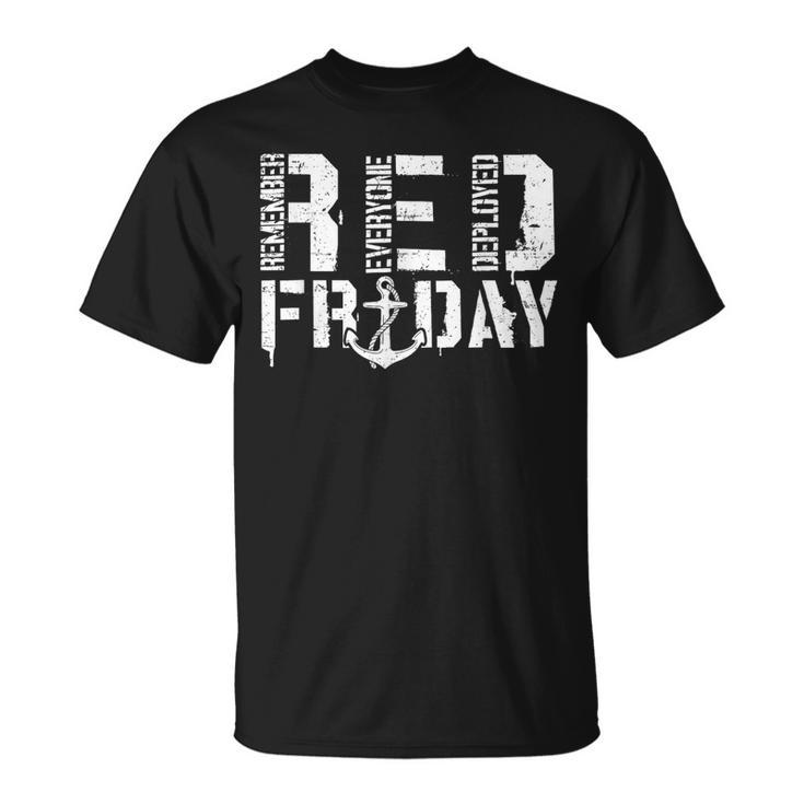 Red Friday Anchor Military Supportive Army Stamp Remember T-Shirt
