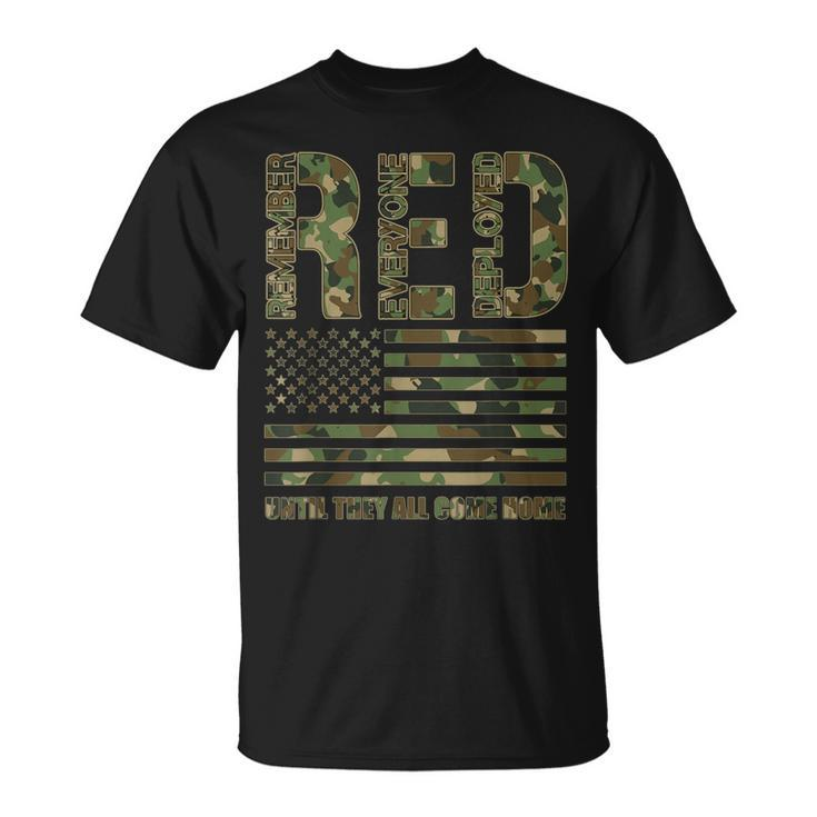 Red Friday Military Veteran Remember Everyone Deployed Camo T-Shirt