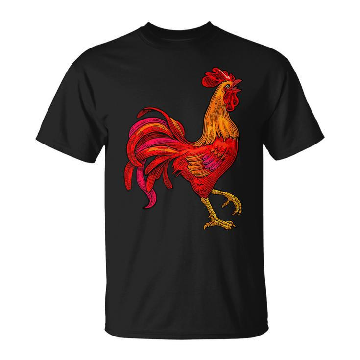 Red Rooster Vintage Retro Farmer Cock Bird Rooster T-Shirt
