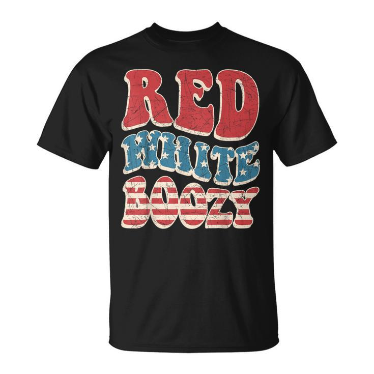 Red White & Boozy Retro Usa America Flag Happy 4Th Of July T-Shirt