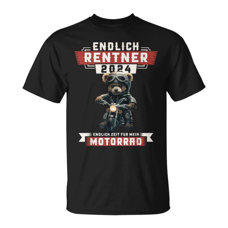 Rente 2024 Pensioner Bear On Motorcycle Biker T-Shirt