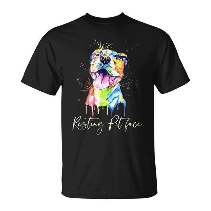 Resting Pit Face Pitbull Watercolor Dog Lovers T-Shirt