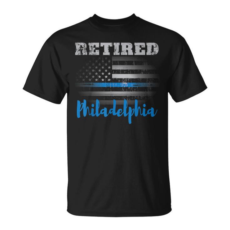 Retired Police Officer Philadelphia American Flag T-Shirt