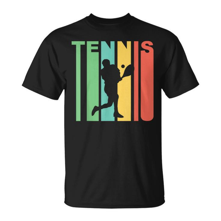 Retro 1970'S Style Tennis Player Silhouette Sports T-Shirt