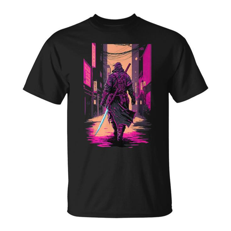 Retro Cyberpunk Samurai Japanese Vaporwave Aesthetic T-Shirt