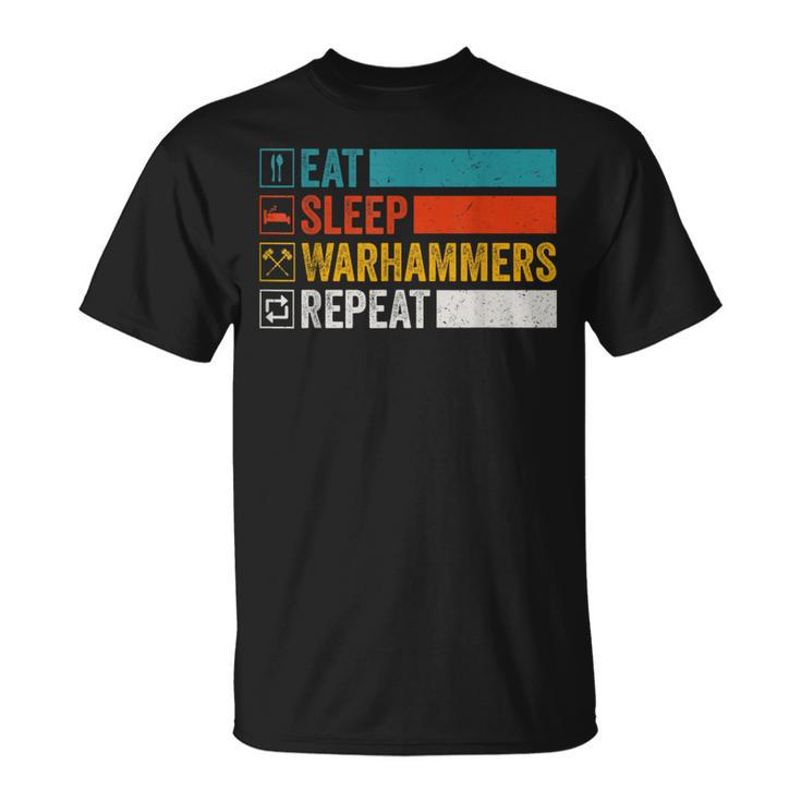 Retro Eat Sleep Warhammers Repeat Gamer Video Gaming T-Shirt