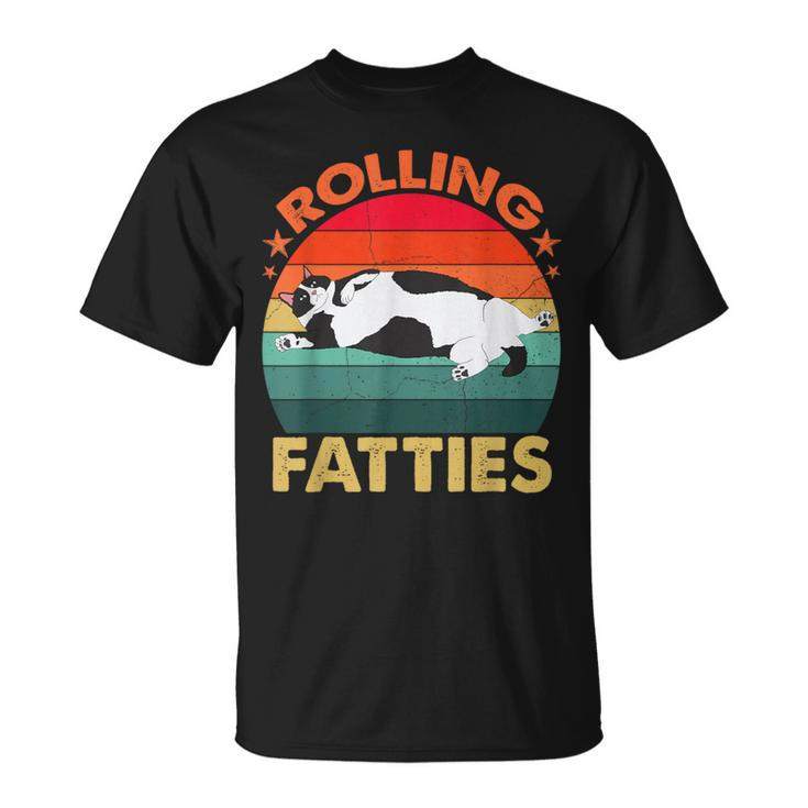 Retro Fat Kitten Cat Rolling Fatties T-Shirt