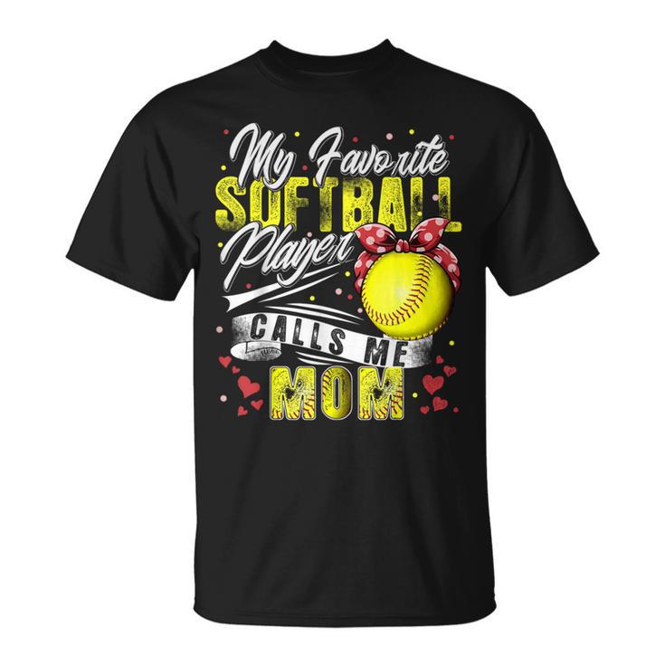 Retro My Favorite Softball Player Calls Me Mom Mother's Day T-Shirt