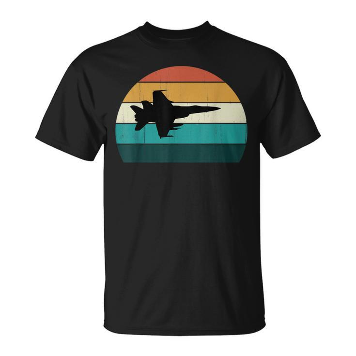 Retro Fighter Aircraft Flying Vintage Sunset Military Jet T-Shirt