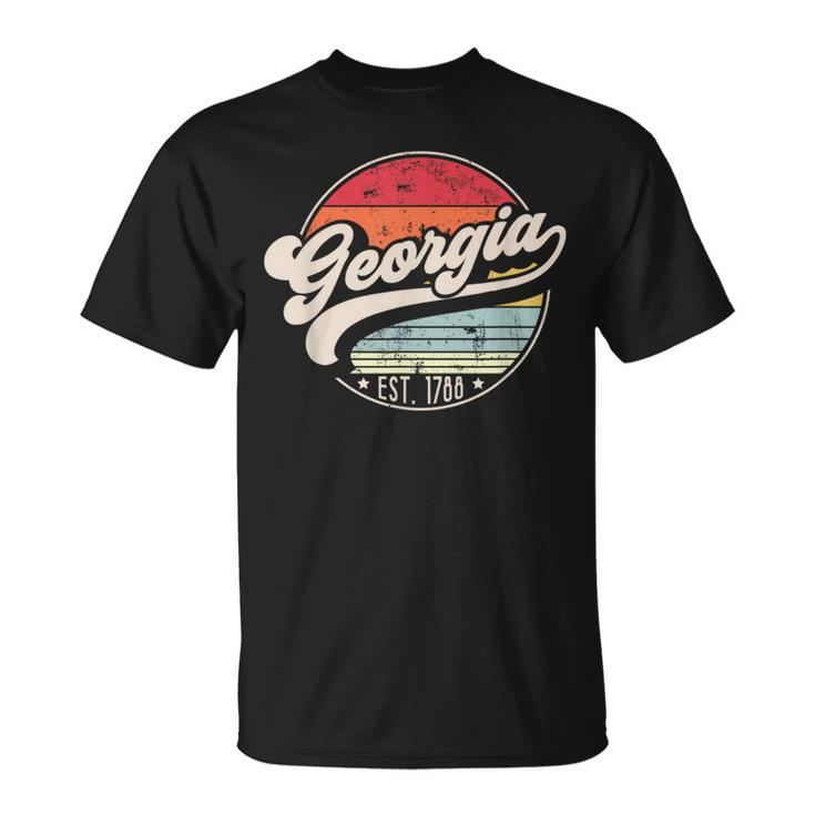 Retro Georgia Home State Ga Cool 70S Style Sunset T-Shirt
