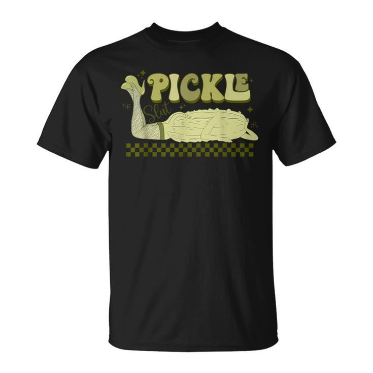 Retro Grovy Pickle Slut Food Apparel Pickle Lover T-Shirt