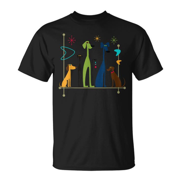 Retro Mid-Century Modern Dogs 50S 60S Style T-Shirt