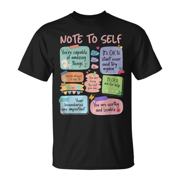 Retro Note To Self School Counselor Mental Health T-Shirt