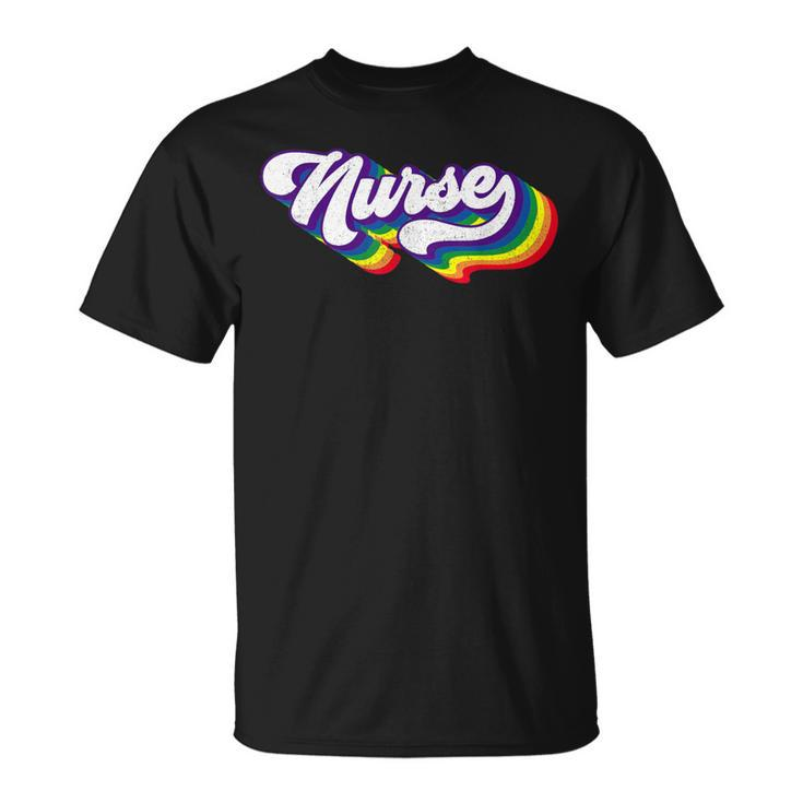Retro Nurse Lgbt Gay Pride Ally Vintage Pride Nursing Lgbt T-Shirt