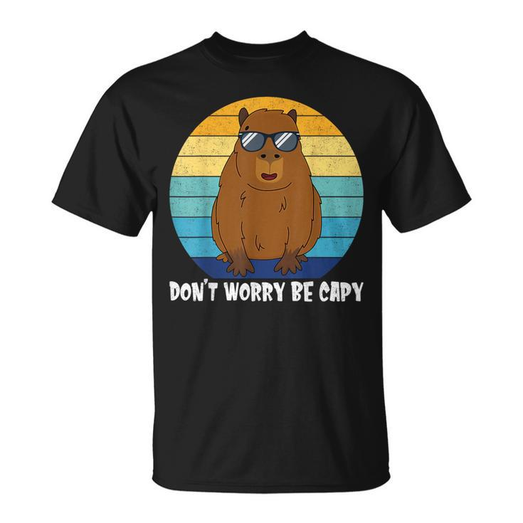 Retro Rodent Capybara Dont Be Worry Be Capy T-Shirt