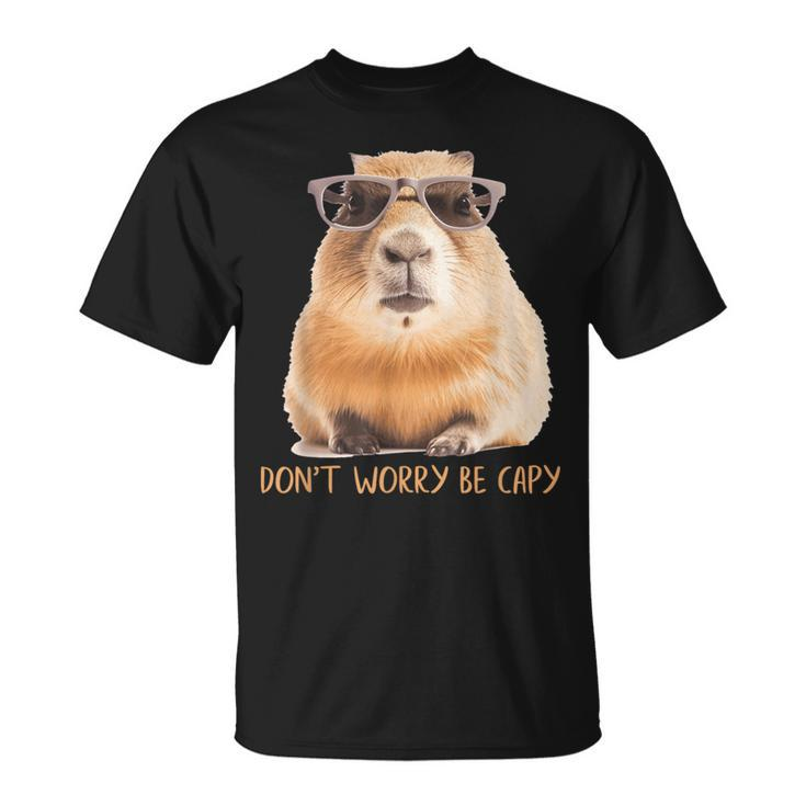 Retro Rodent Capybara Dont Worry Be Capy T-Shirt