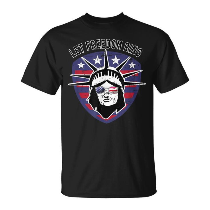 Retro Statue Of Liberty Usa Sunglasses Let Freedom Ring T-Shirt