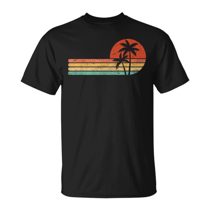 Retro Style Tropical Vintage Sunset Beach Palm Tree T-Shirt