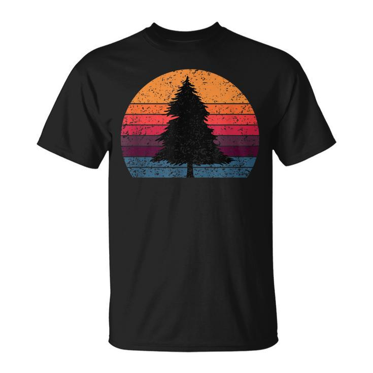 Retro Sun Minimalist Pine Tree T-Shirt