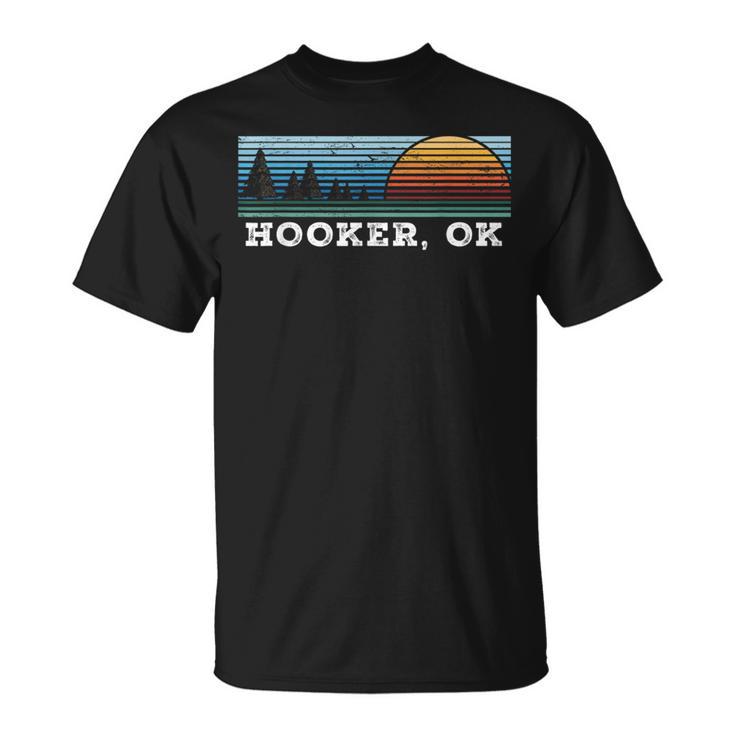 Retro Sunset Stripes Hooker Oklahoma T-Shirt