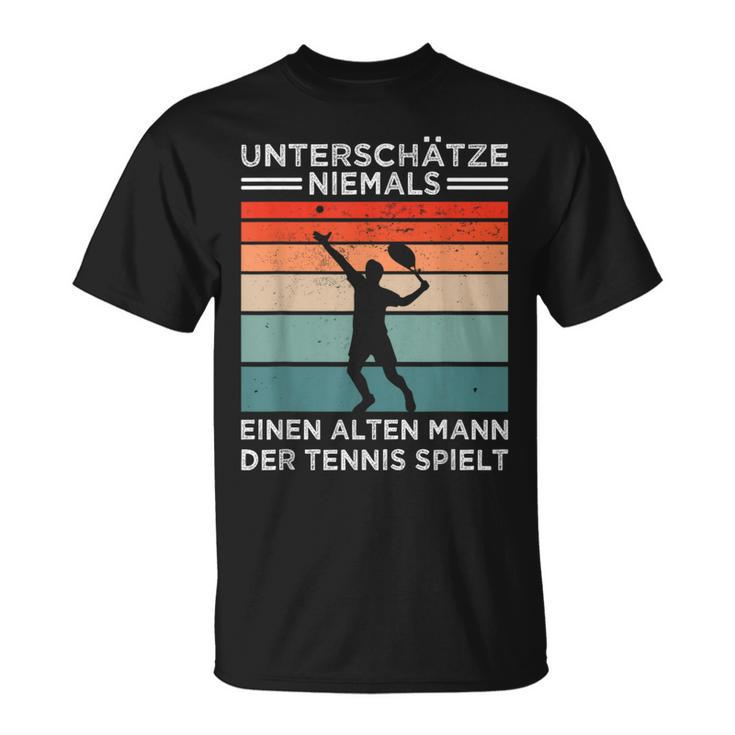 Retro Tennis T-Shirt für Herren - Unterschätze niemals alten Tennisspieler