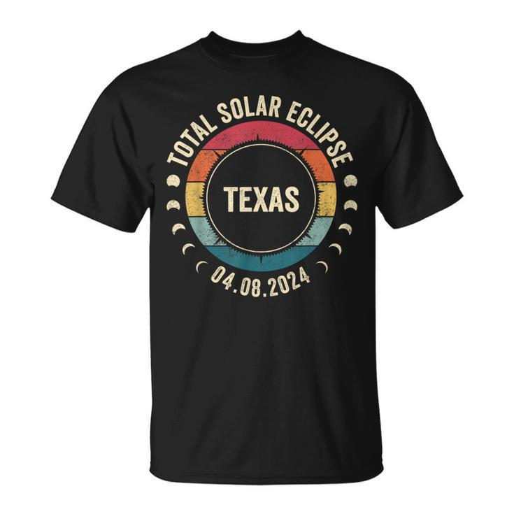 Retro Total Solar Eclipse April 8 2024 State Texas 40824 T-Shirt
