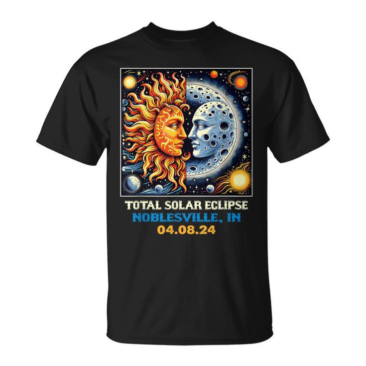 Retro Total Solar Eclipse Noblesville Indiana T-Shirt