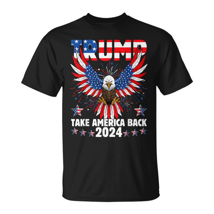 Retro Trump 2024 Take America Back American Flag Trump 2024 T-Shirt