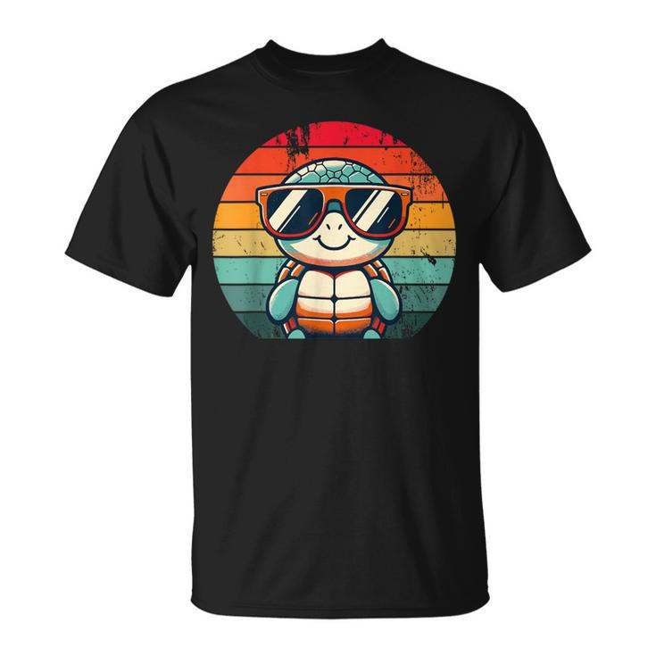 Retro Turtle In Sunglasses Bbq Pool Party Turtle T-Shirt