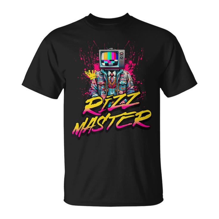 Retro Tv Head Rizz Master Vintage Cool Kid Statement T-Shirt