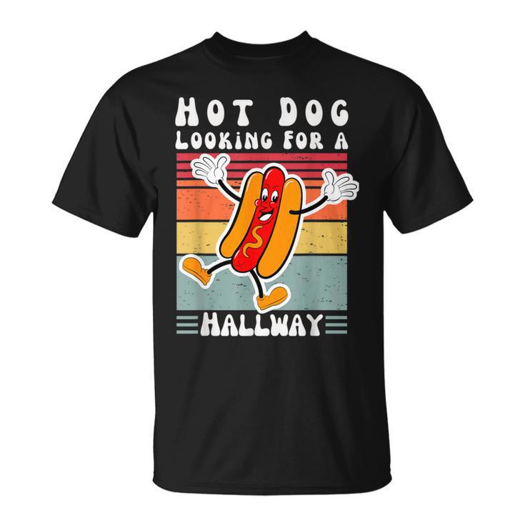 Retro Vintage Hot Dog Looking For A Hallway T-Shirt