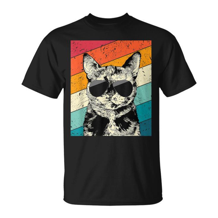 Retro Vintage Tortoiseshell Cat With Sunglasses Cat Lovers T-Shirt