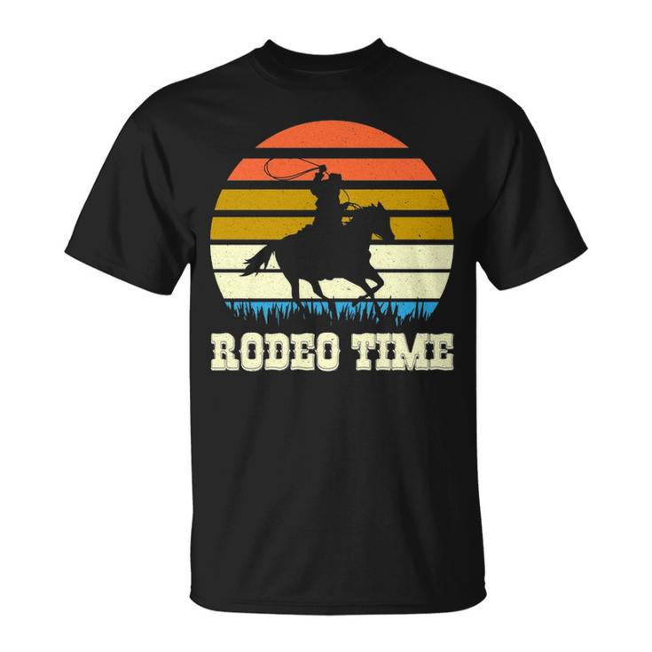 Rodeo Time Vintage Rodeo Time Cowboy Horse Retro Sunset T-Shirt