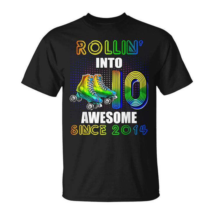Roller Skating 10Th Birthday Boys Rollin 10 Awesome 2014 T-Shirt