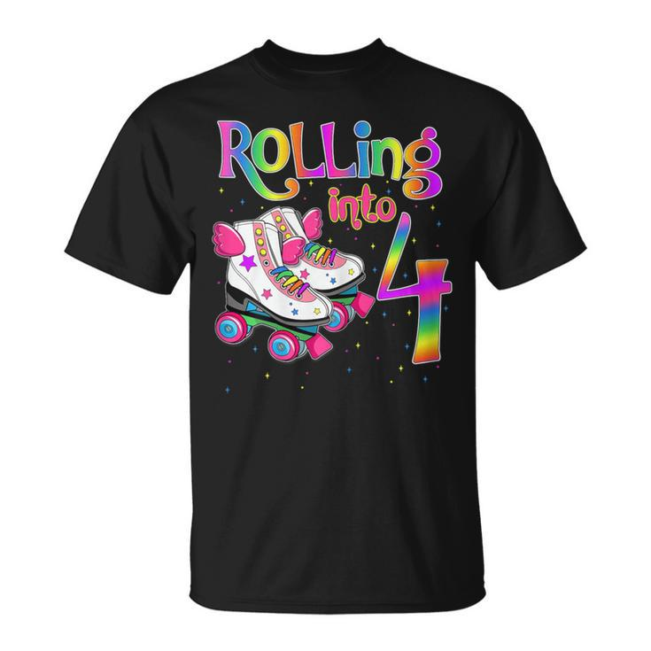 Rolling Into 4 Years Let's Roll I'm Turning 4 Roller Skate T-Shirt