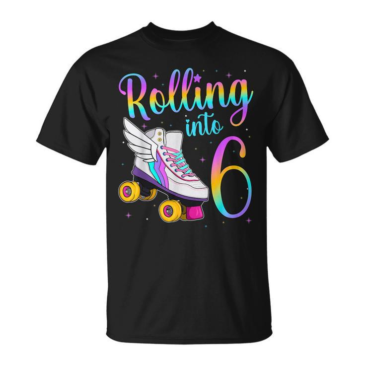 Rolling Into 6 Years Lets Roll I'm Turning 6 Roller Skates T-Shirt