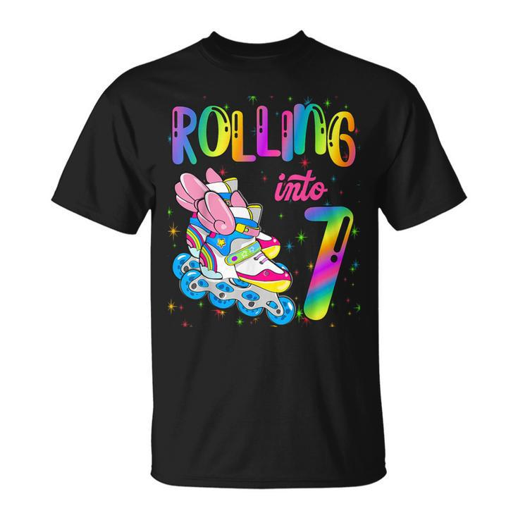 Rolling Into 7 Years Let's Roll I'm Turning 7 Roller Skate T-Shirt