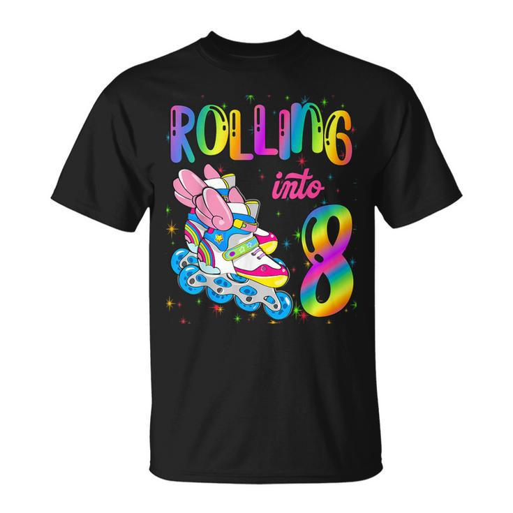 Rolling Into 8 Years Let's Roll I'm Turning 8 Roller Skate T-Shirt